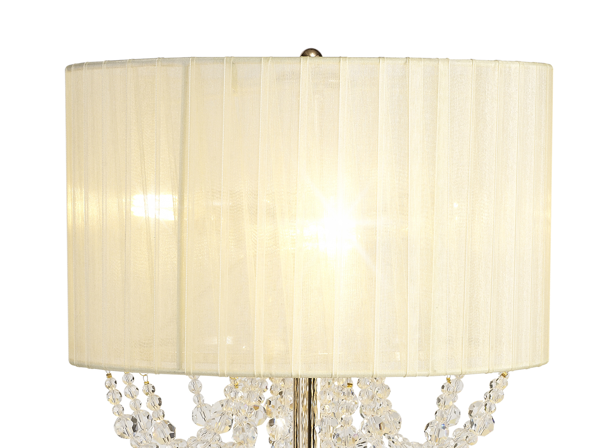Freida French Gold-Ivory Cream Crystal Table Lamps Diyas Shaded Table Lamps